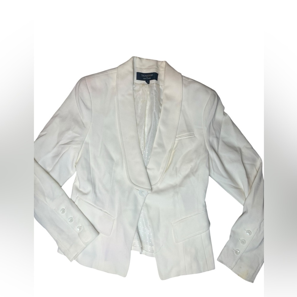 Larry Levine White Pantsuit Jacket